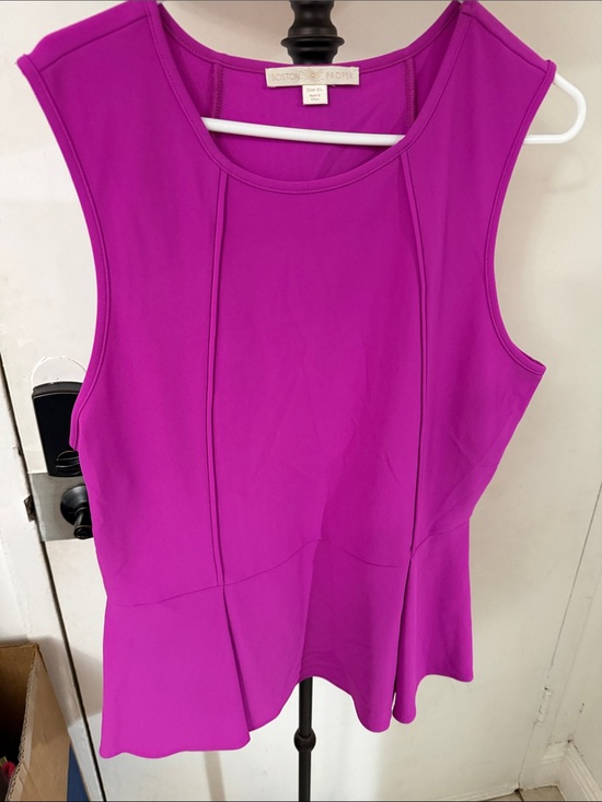 Boston Proper Tops - Boston Proper Bright Fuchsia Peplum Tank Top